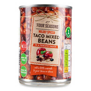 Mildly Spiced Taco Mixed Beans in a Tomato Sauce