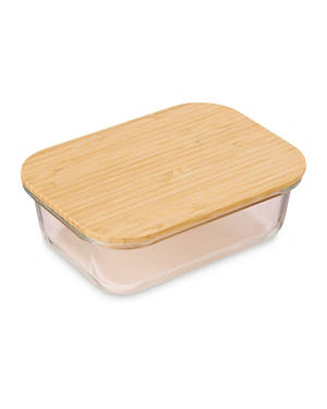 Glass Bowl with Bamboo Lid Medium