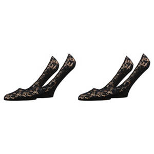 Damen Ballerina-Söckchen 2er-Pack, Spitze Schwarz, 35/38