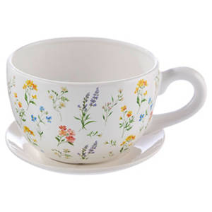 Blumentopf Teetasse Weiß