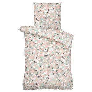 Mako Satin Bettwäsche, Blumen, 135 x 200 + 80 x 80 cm