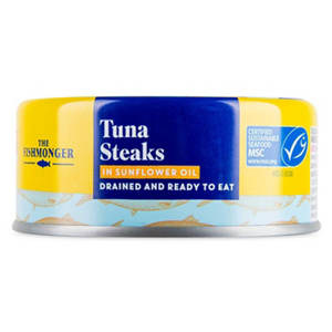 Drained & Ready to Eat Tuna Steaks in Brine