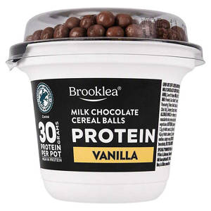 Strawberry Flavoured Protein Yogurt with White Chocolate Balls