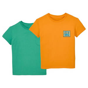 Kleinkinder T-Shirt, 2er-Pack, Grün/Orange, 110/116