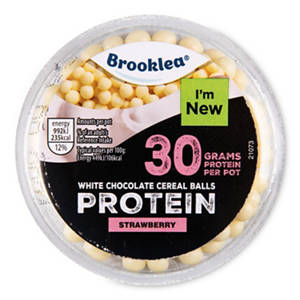 Strawberry Flavoured Protein Yogurt with White Chocolate Balls