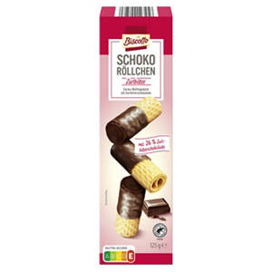 Schoko Waffelröllchen 125 g, Zartbitter