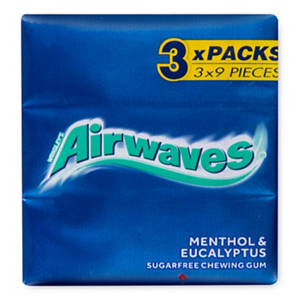 Airwaves Menthol & Eucalyptus Sugarfree Chewing Gum 3 Pack