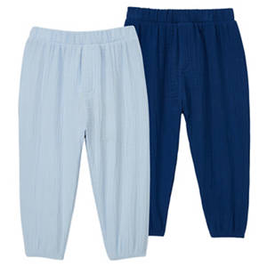 Baby Musselin Schlupfhose 2er-Pack, Blau/Marineblau, 74/80