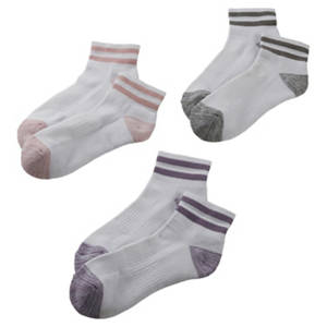 Damen-/Herren-Fitnesssocken 3er-Pack, Low cut, Grau/Lila/Rot, 35/38