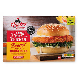Flamin' Hot Chicken Breast Fillet Burgers 4 Pack