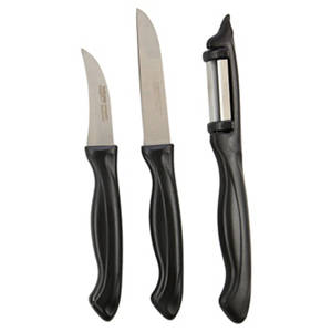 Küchenmesser-Set, Schwarz, Messer/Schäler