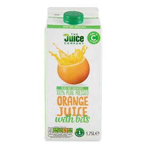 100% Pure Pressed Orange Juice with Bits