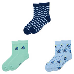 Kinder Socken 3er-Pack, Meer, 23/26