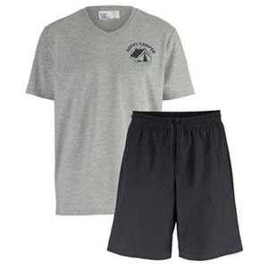 Herren Shorty-Pyjama, Melange/Grau, M