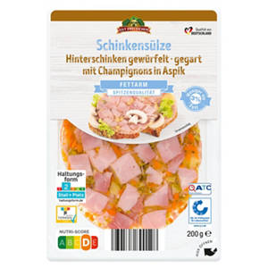 Aspik-Aufschnitt 200 g, Schinkensülze mit Champignons