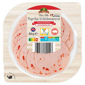 Mini Teller 60 g, Paprika-Schinkenwurst