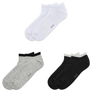 Damen oder Herren Socken 3er-Pack, Weiß/Grau/Schwarz, 39/42
