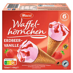 Waffelhörnchen 720 ml, Vanille-Erdbeer