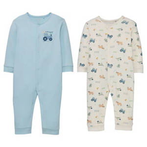Baby Overall 2er-Pack, Blau / Beige, 74/80