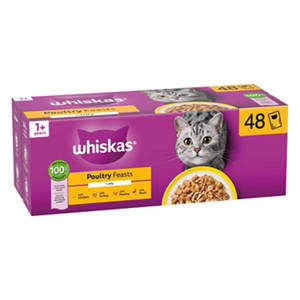 Whiskas 1+ Adult Wet Cat Food Poultry In Jelly 80x85g
