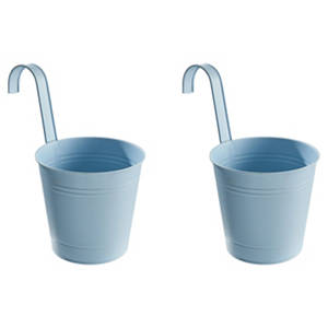 Metall-Hängetöpfe mit Haken, Töpfe 2er-Pack Blau