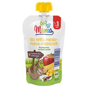 Bio-Quetschbeutel 100 g, Apfel-Mango-Kokos-Maracuja