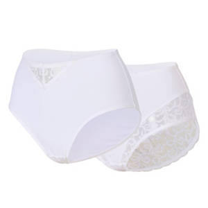 Damen Komfort-Unterwäsche, Slip 2er-Pack, Weiß, M 40/42