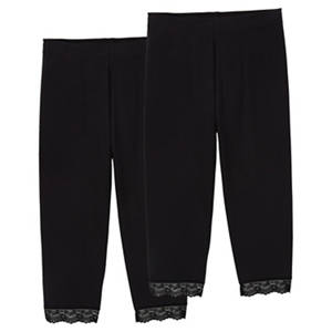 Damen Capri-Leggings 2er-Pack, Schwarz/Schwarz, lang, S 36/38
