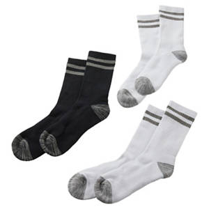 Damen-/Herren-Fitnesssocken 3er-Pack, Crew, Weiß/Grau/Schw., 35/38