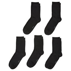 Damen und Herren Socken 5er-Pack, Schwarz, 43/46