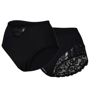 Damen Komfort-Unterwäsche, Slip 2er-Pack, Schwarz, S 36/38