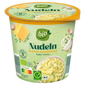 Bio-Bechergerichte 73 g, Nudeln Käse-Sahne