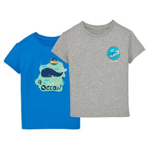 Kleinkinder T-Shirt, 2er-Pack, Marineblau/Grau, 98/104