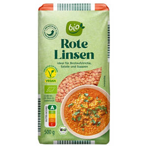 Bio-Hülsenfrüchte 500 g, Rote Linsen