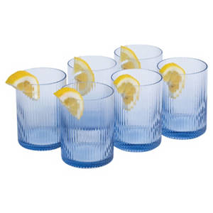 Glas-Getränkespender oder Gläser, Gläser 6er-Pack, Blau