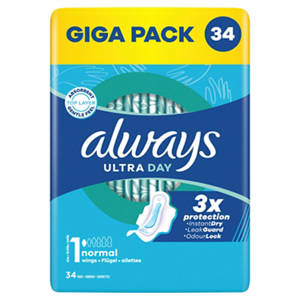Ultra Binden Gigapack 34 Stück, Normal Flügel