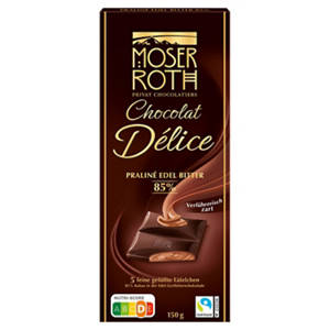 Gefüllte Schokolade 150 g, Zartbitter 85 % Kakao
