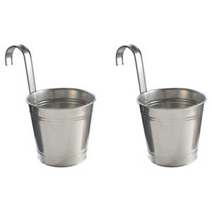 Metall-Hängetöpfe mit Haken, Töpfe 2er-Pack, Silber