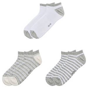 Damen oder Herren Socken 3er-Pack, Weiß/Grau/Rot/gestreift, 43/46