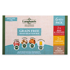 Langhams Grain Free Mixed Selection Box 1+ Years Dog Food 6x395g