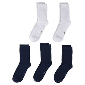 Damen und Herren Socken 5er-Pack, Marineblau/Weiß, 35/38