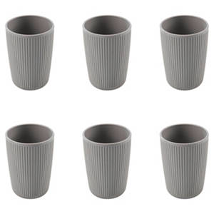 Kunststoff Geschirr Set, Becher, Grau 6er
