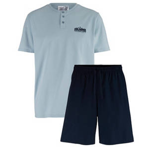 Herren Shorty-Pyjama, Hellblau/Marineblau, XL