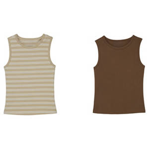 Damen Top 2er-Pack, Olive/Gestreift, L 44/46
