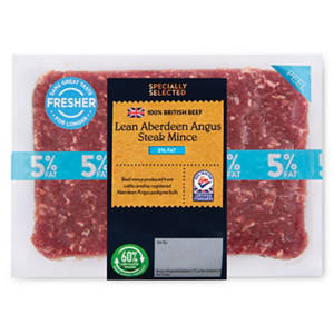 100% British Beef Lean Aberdeen Angus Steak Mince 5% Fat