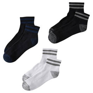 Damen-/Herren-Fitnesssocken 3er-Pack, Low cut, Schw./Grau/Bl., 43/46