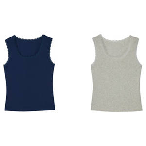Damen Top 2er-Pack, Grau/Marineblau, M 40/42