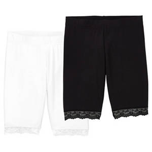 Damen Radler-Leggings 2er-Pack, Schwarz/Weiß, S 36/38