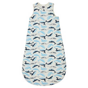 Baby-Schlafsack aus Musselin / Schlafanzug, Blau mit Wal, 90