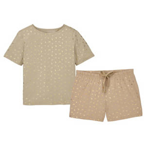 Damen Metallic Pyjama, All-Over-Print, M 40/42